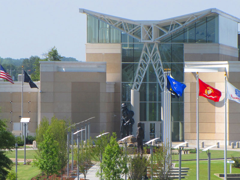 Airborne and Special Operations Museum building on Bragg Boulevard in downtown Fayetteville NC