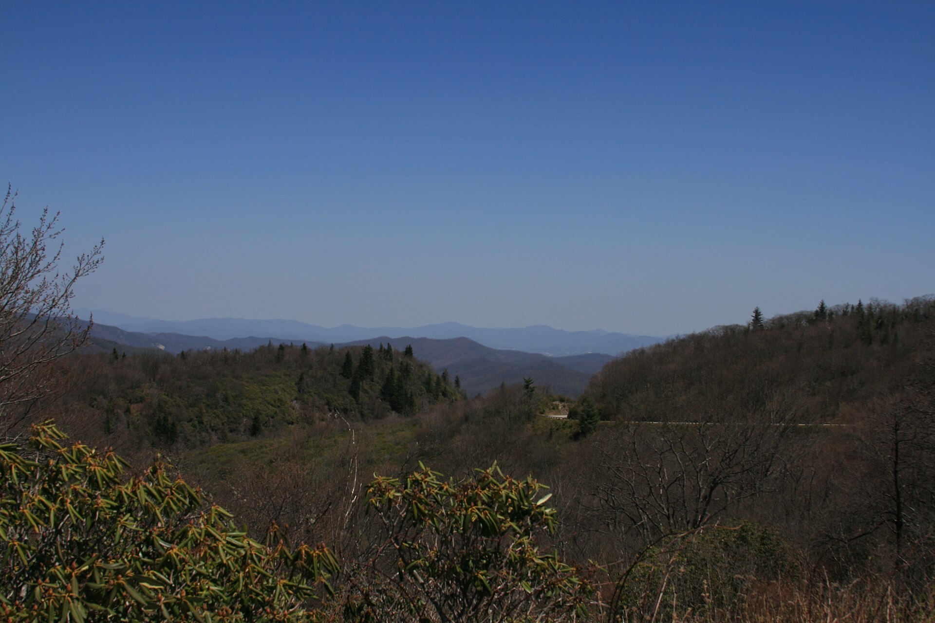 Blue Ridge Parkway winding through the mountains near Asheville, North Carolina