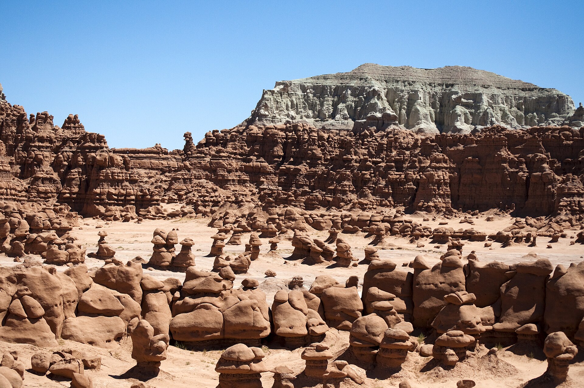 Red sandstone hoodoos at Goblin Valley State Park near Hanksville, Utah