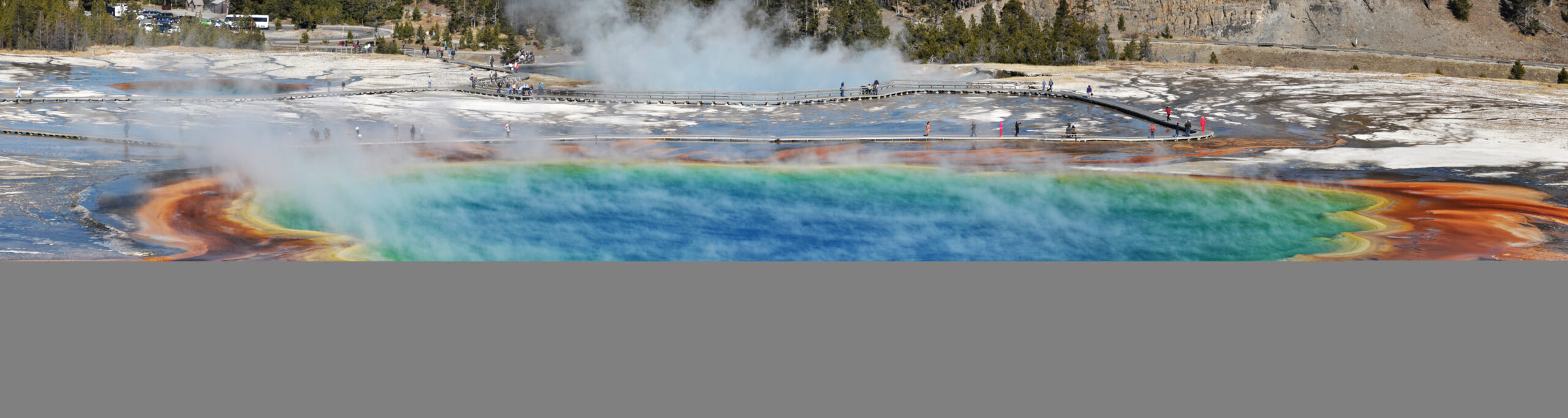 Grand Prismatic Spring in Yellowstone's Midway Geyser Basin, a highlight of a Yellowstone and Grand Teton road trip