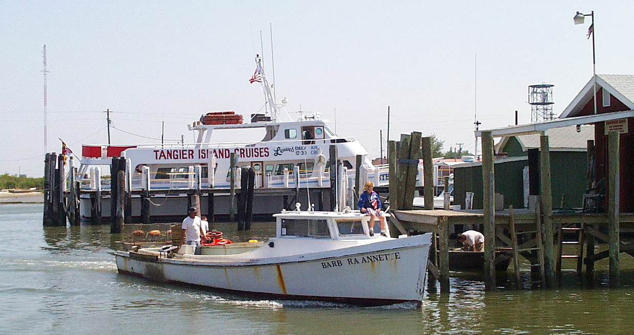 Watermen's boats returning to Tangier Island, Virginia, reached by cruise from Crisfield, Maryland