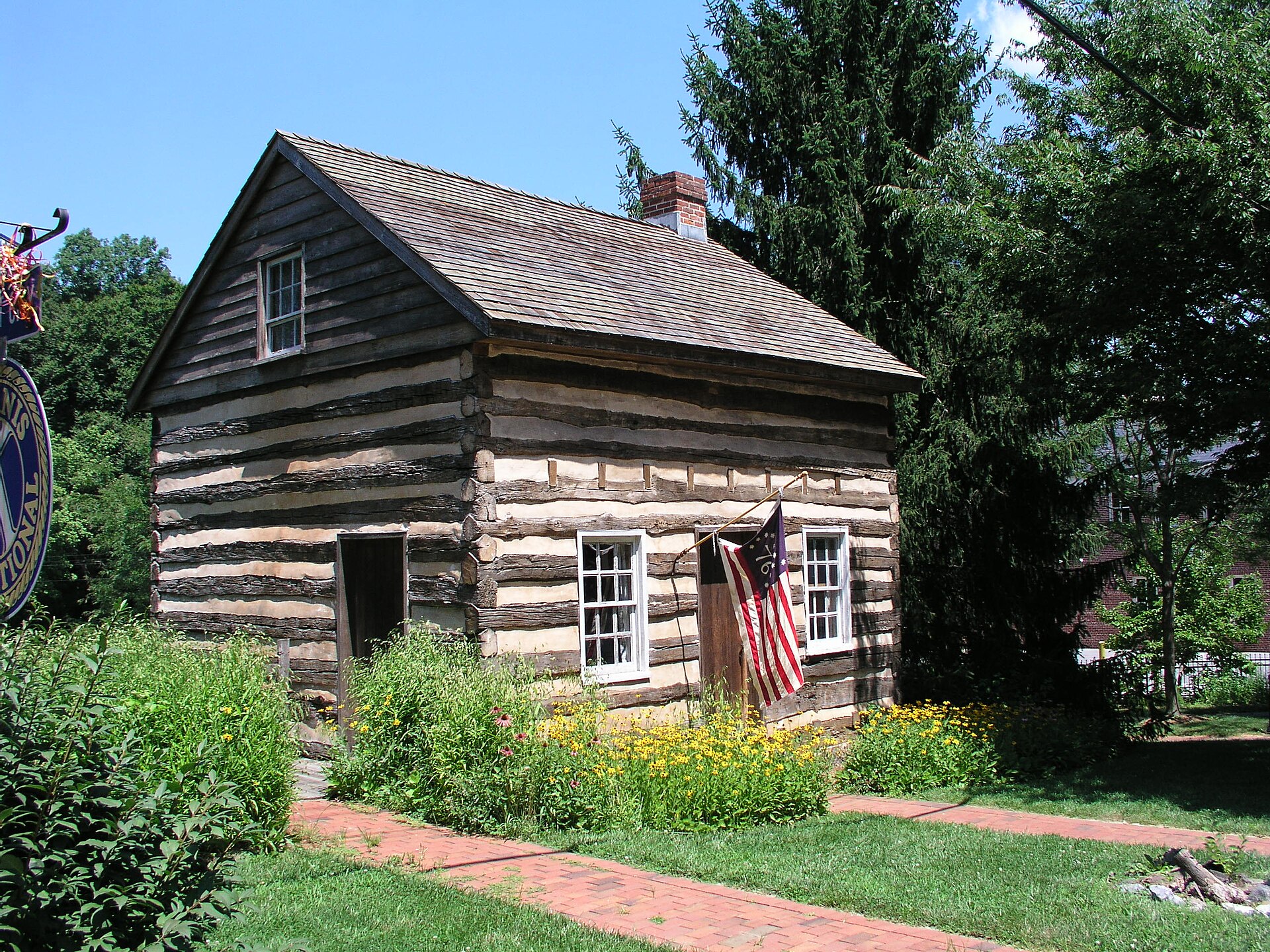 Thomas Isaac Log Cabin at the top of Main Street in Historic Ellicott City, Maryland